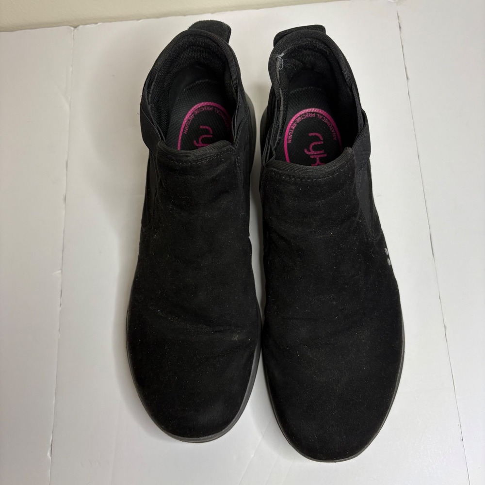 Ryka Black Suede Water Repellent Slip On Ankle Boots Women's Size 9.5 M - Picture 2 of 9